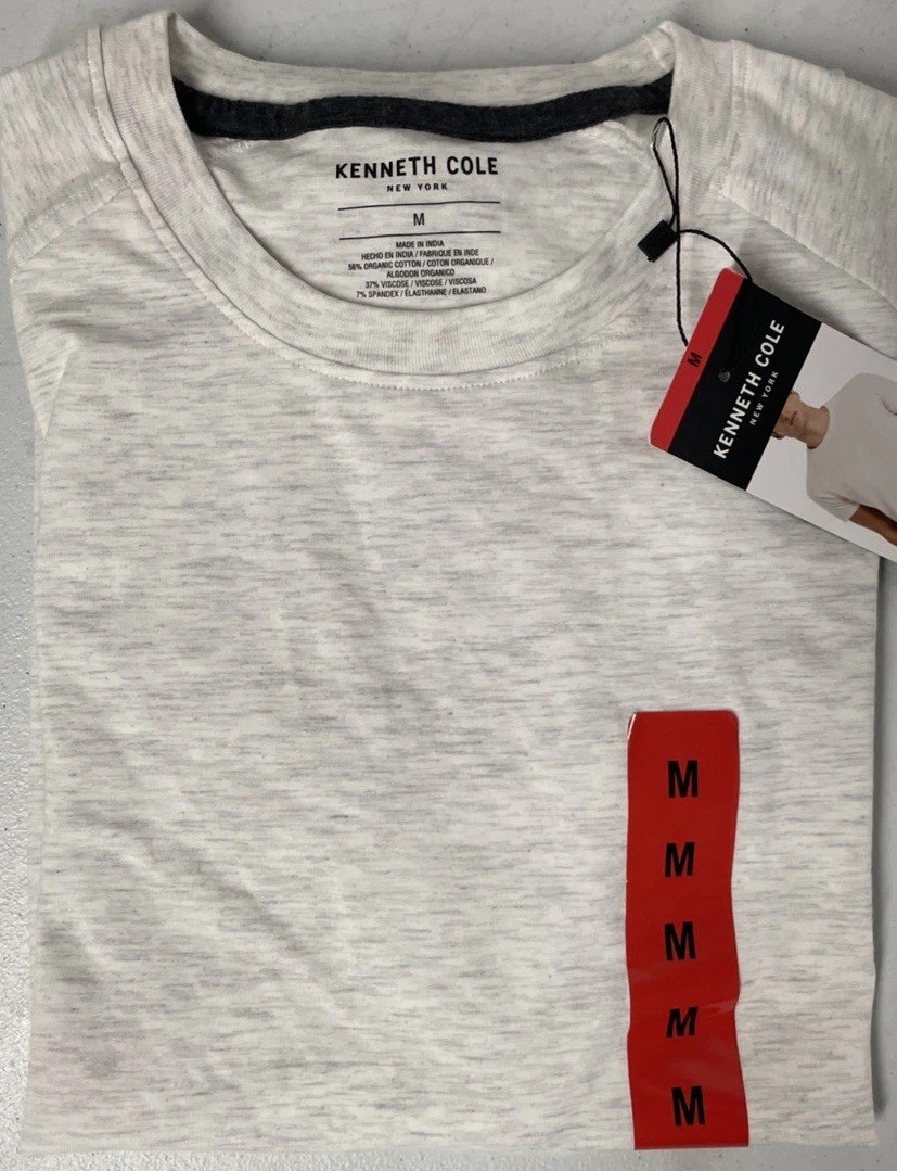 KENNETH COLE Men Organic Cotton Blend Crewneck T-Shirt MEDIUM LIGHT GRAY Stretch gallery