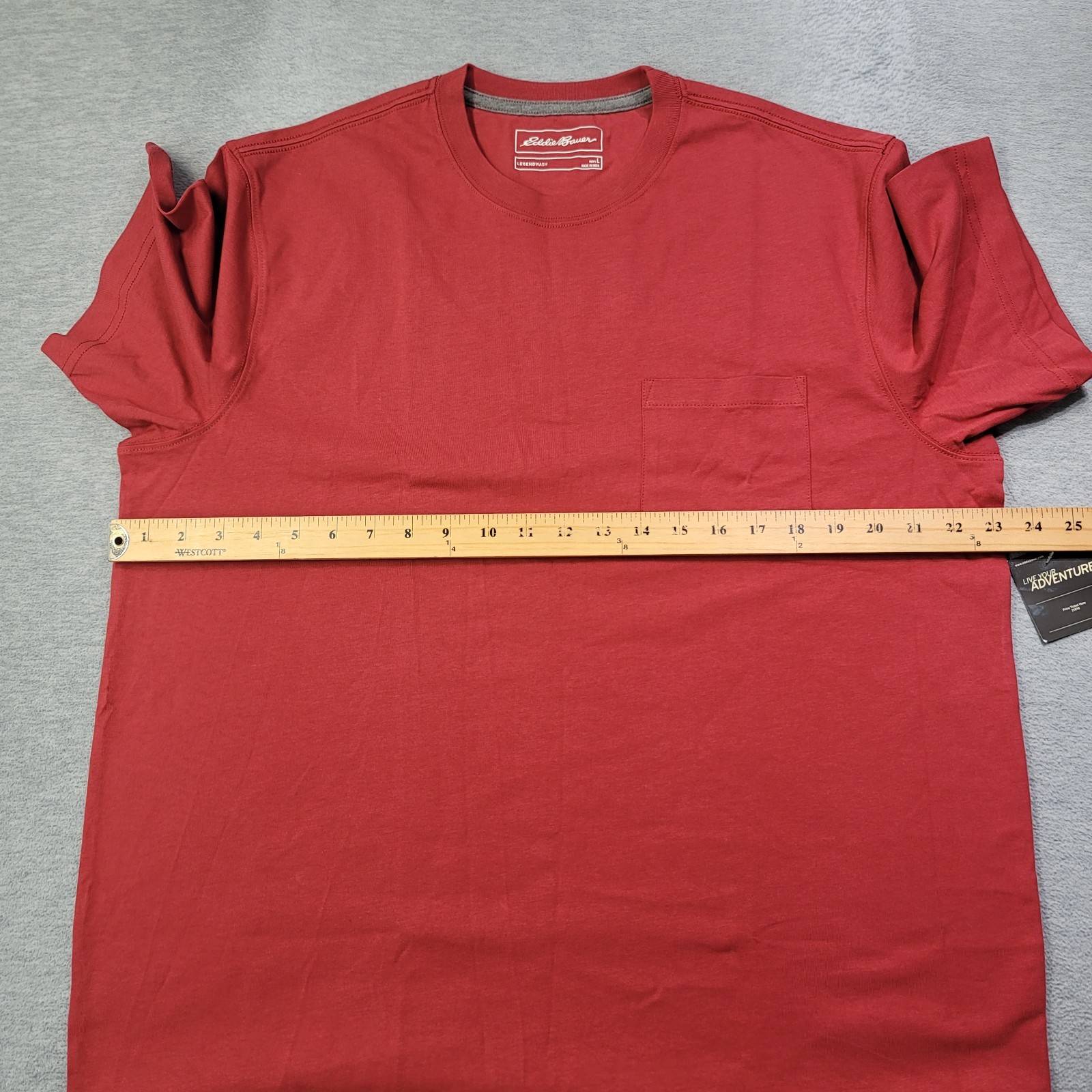 Eddie Bauer T Shirt Mens Large Red Legend Wash Crew Neck Pocket Casual NWT gallery