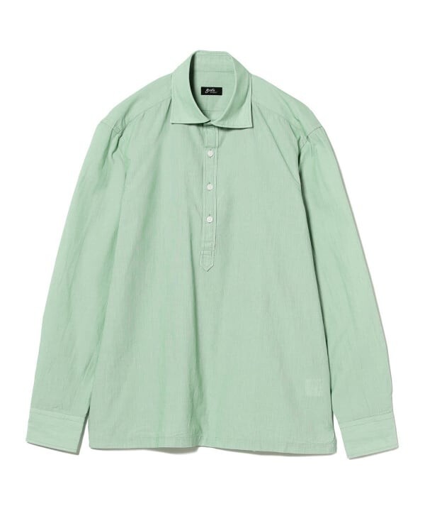 (ASK availability First) BEAMS Cotton Seersucker Microstripe Pullover Shirt New gallery