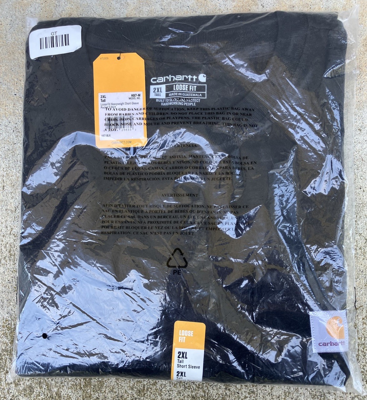 Carhartt Mens K87-M Loose Fit Heavyweight Logo Black T Shirt Size 2XL Tall NWT