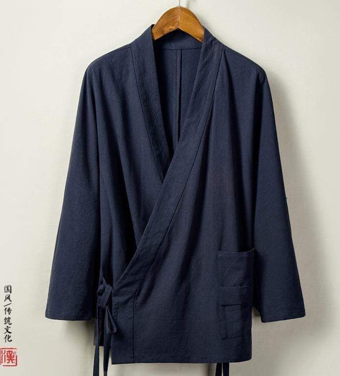 Mens Shirts Cotton Linen Tops Tang Suit Retro Ethnic Cardigan Casual Outdoor Sz