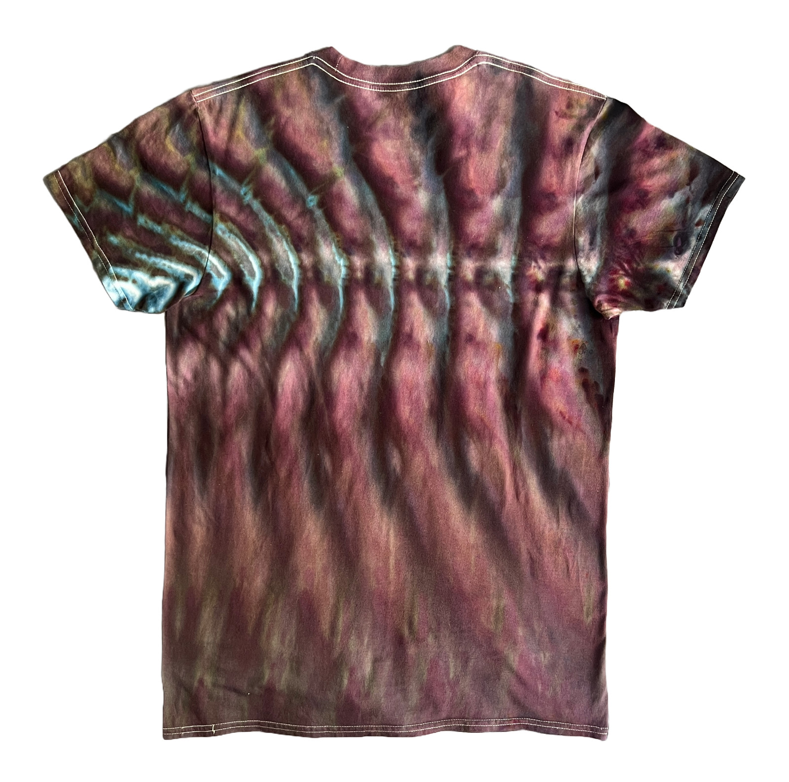 Roll Fold Ice Tie Dye T-Shirt, Unisex M SS Crew, Reddish Purple Wave gallery
