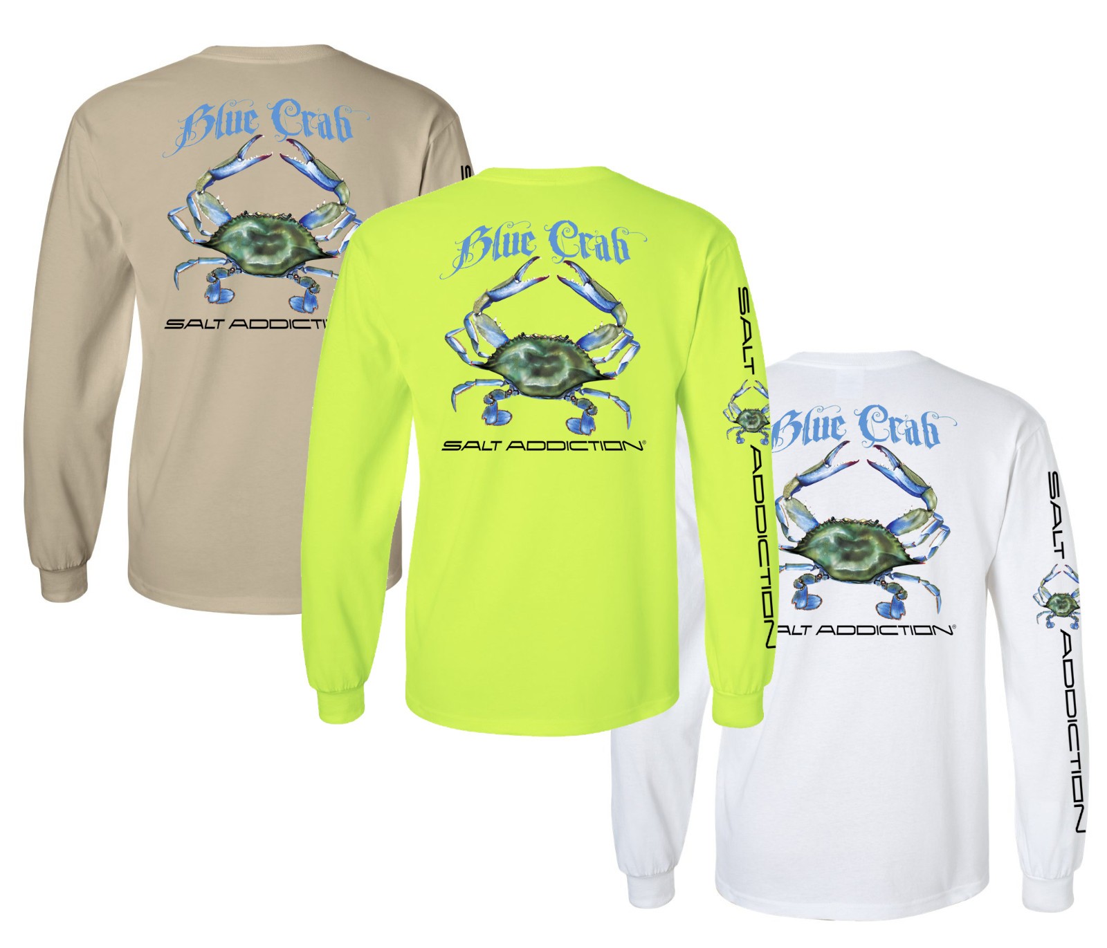 Salt Addiction Saltwater Blue Crab Fishing Long Sleeve T Shirt Cotton gallery