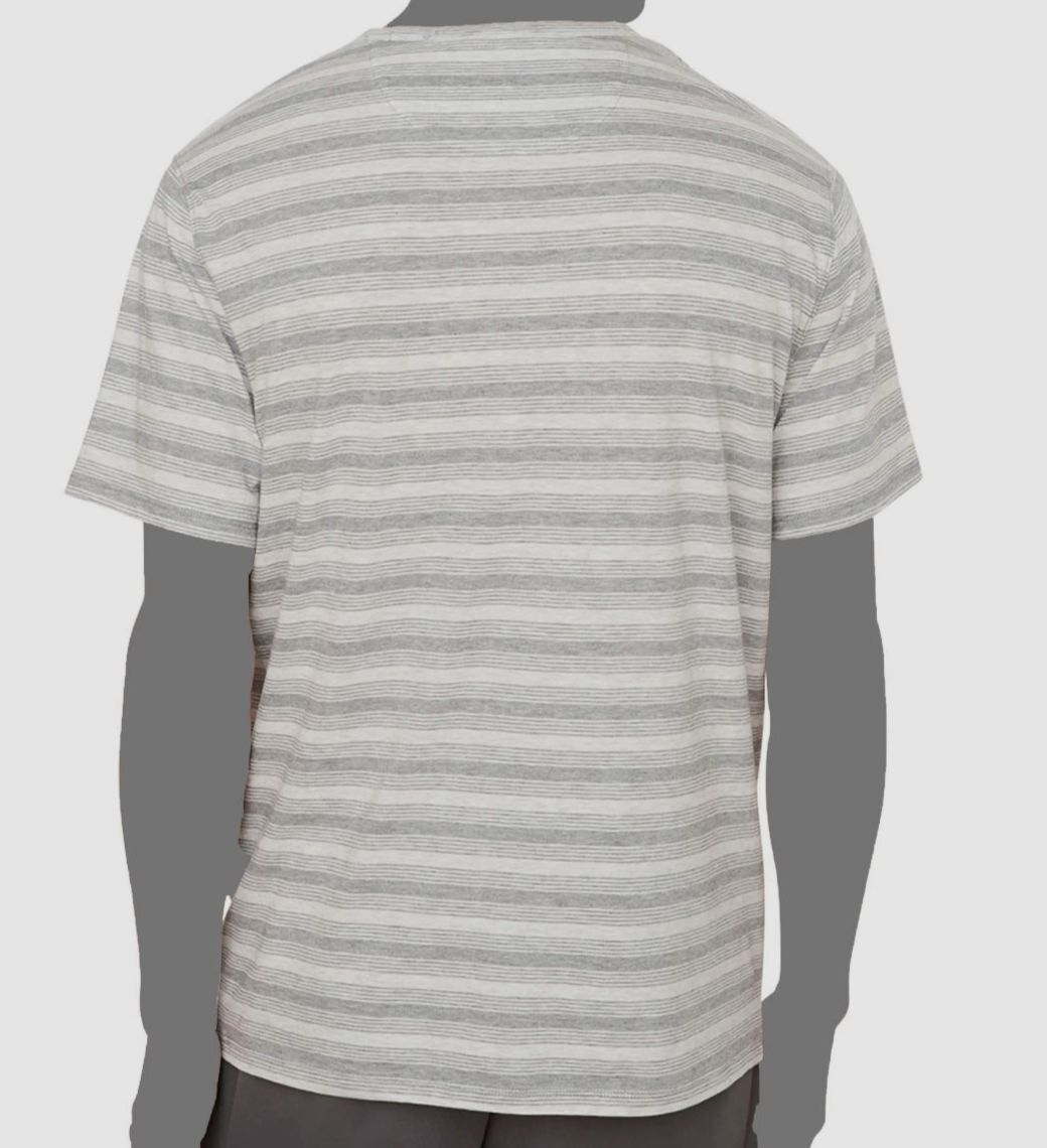 $115 Vince Men's Gray Feeder Stripe Cotton Short Sleeve Crewneck T-Shirt Size XL gallery
