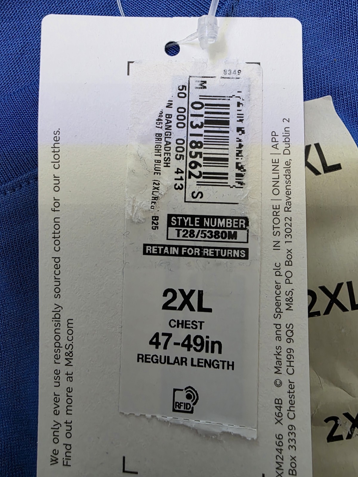 M&S Regular Fit Pure Cotton Crew Neck T-Shirt ~ LONG LENGTH ~ 2 PACK ~ Size 2XL gallery