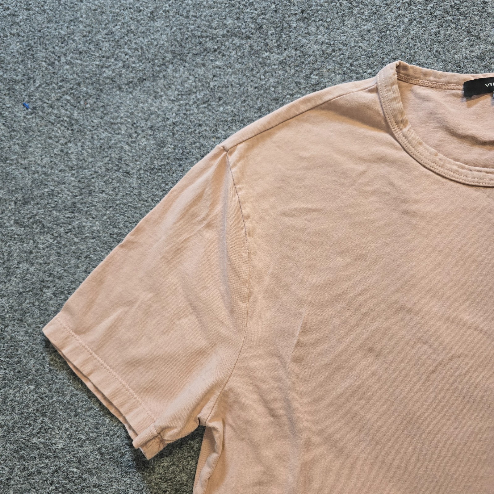 Vince Shirt Men Size Medium Tan Pink Short Sleeve Crew Neck Heavy Capsule Casual gallery
