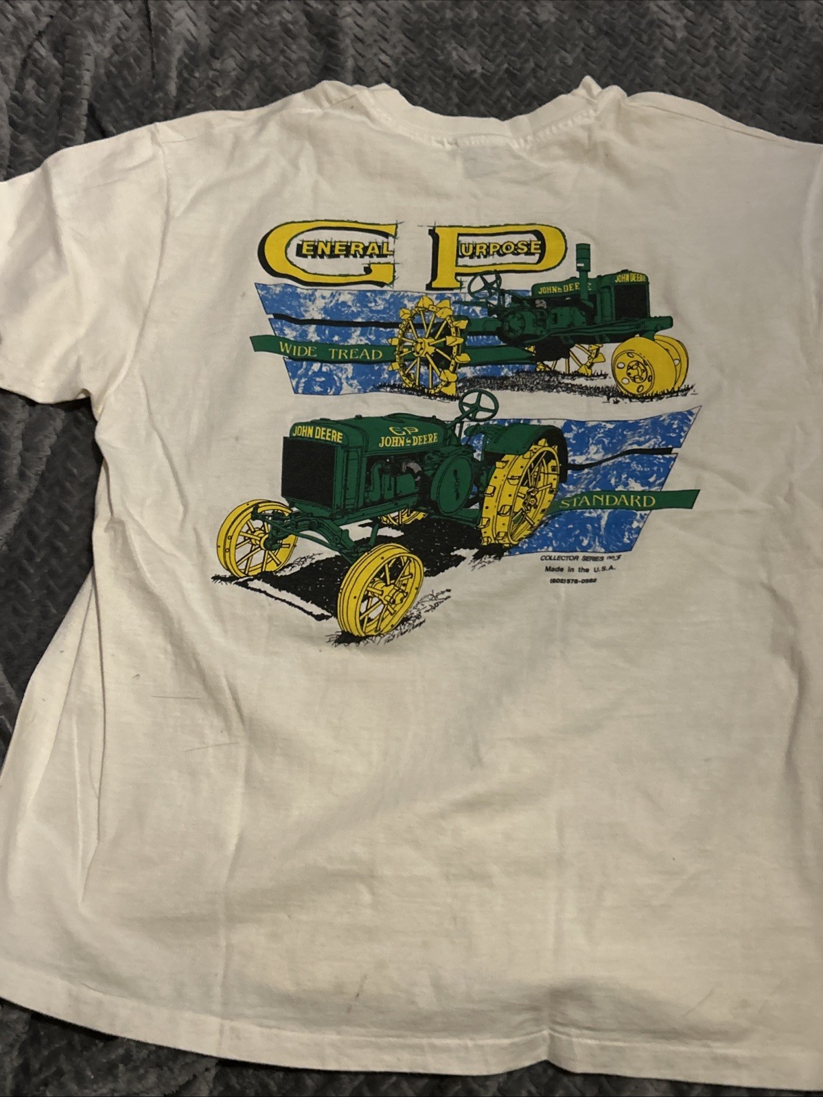 VTG Single Stitch John Deere GP General Purpose Antique Tractor T Shirt White XL gallery
