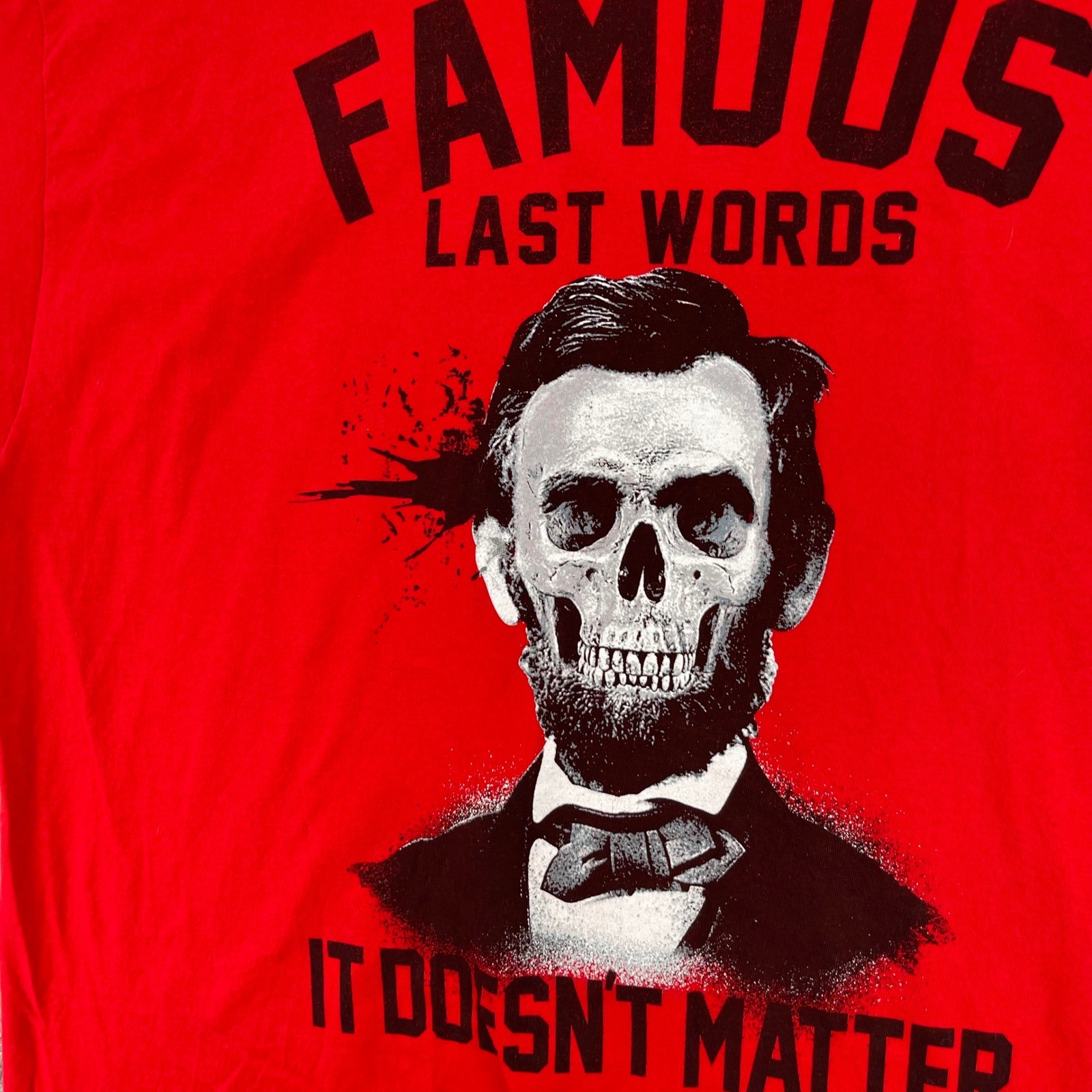 Famous Stars and Straps Shirt Mens 2XL Abraham Lincoln Skull Graphic Red gallery