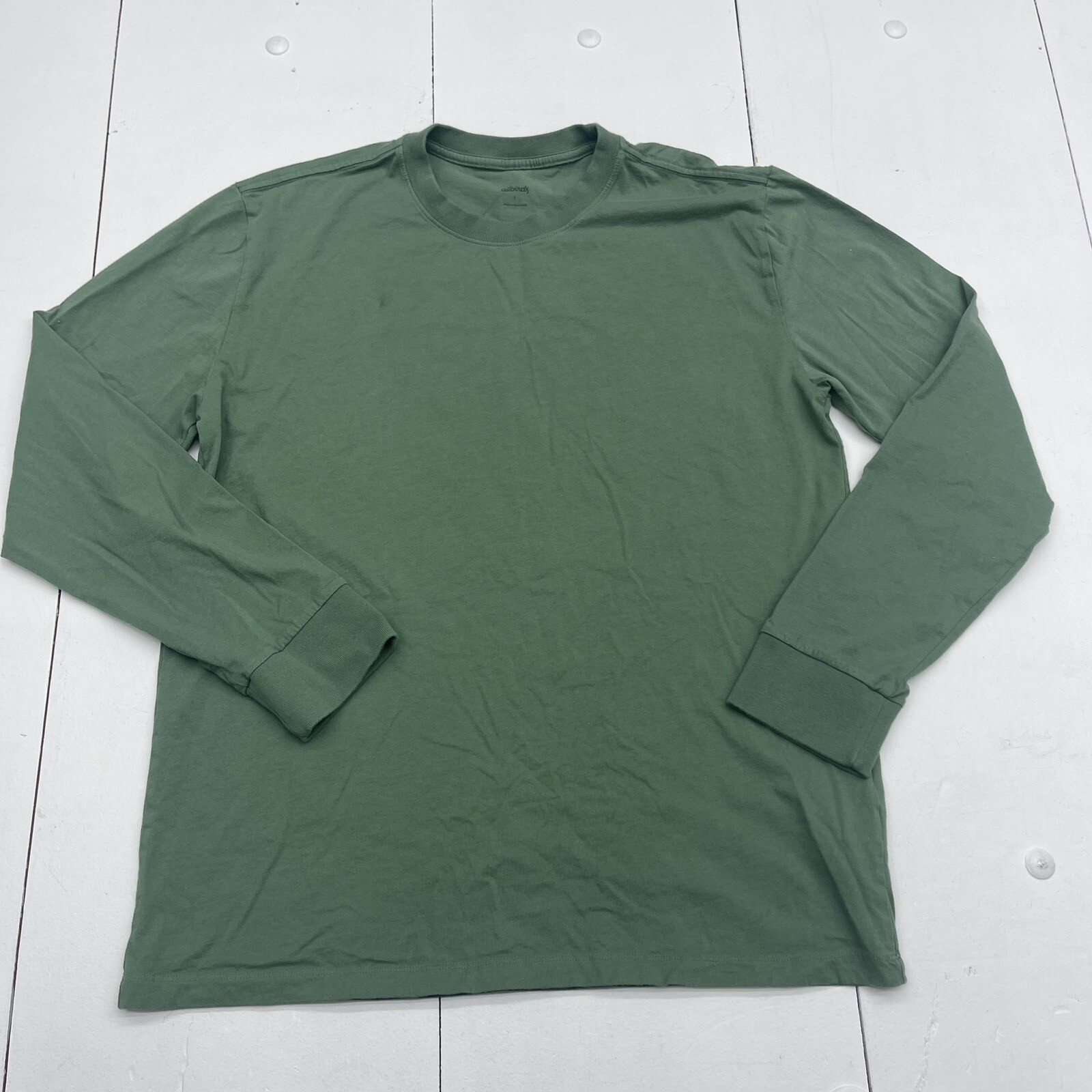 Allbirds Allgood Cotton Long Sleeve Tee Hazy Cargo Green Mens Large