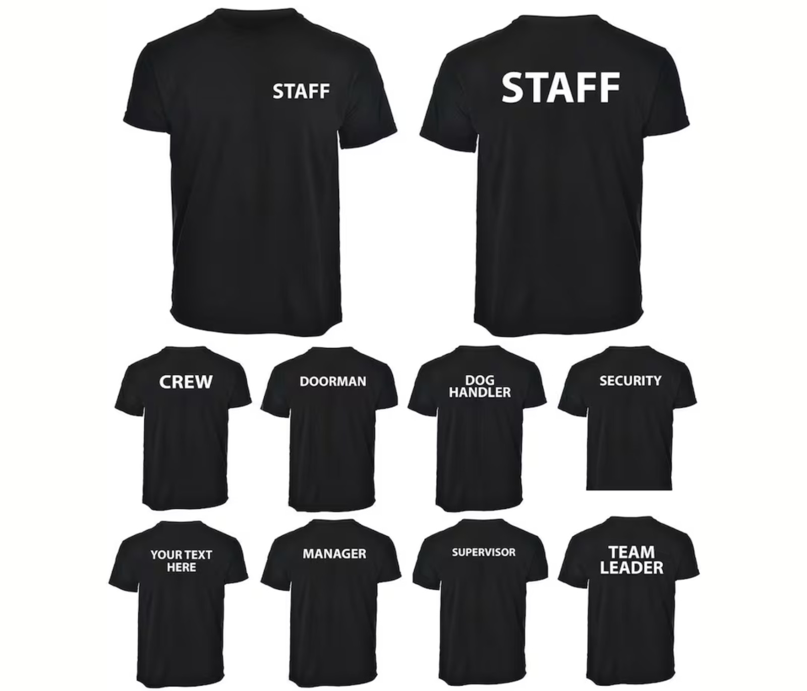 Personalised Staff Left Chest Back Security Workwear Unisex Uniform T-Shirt Tee gallery