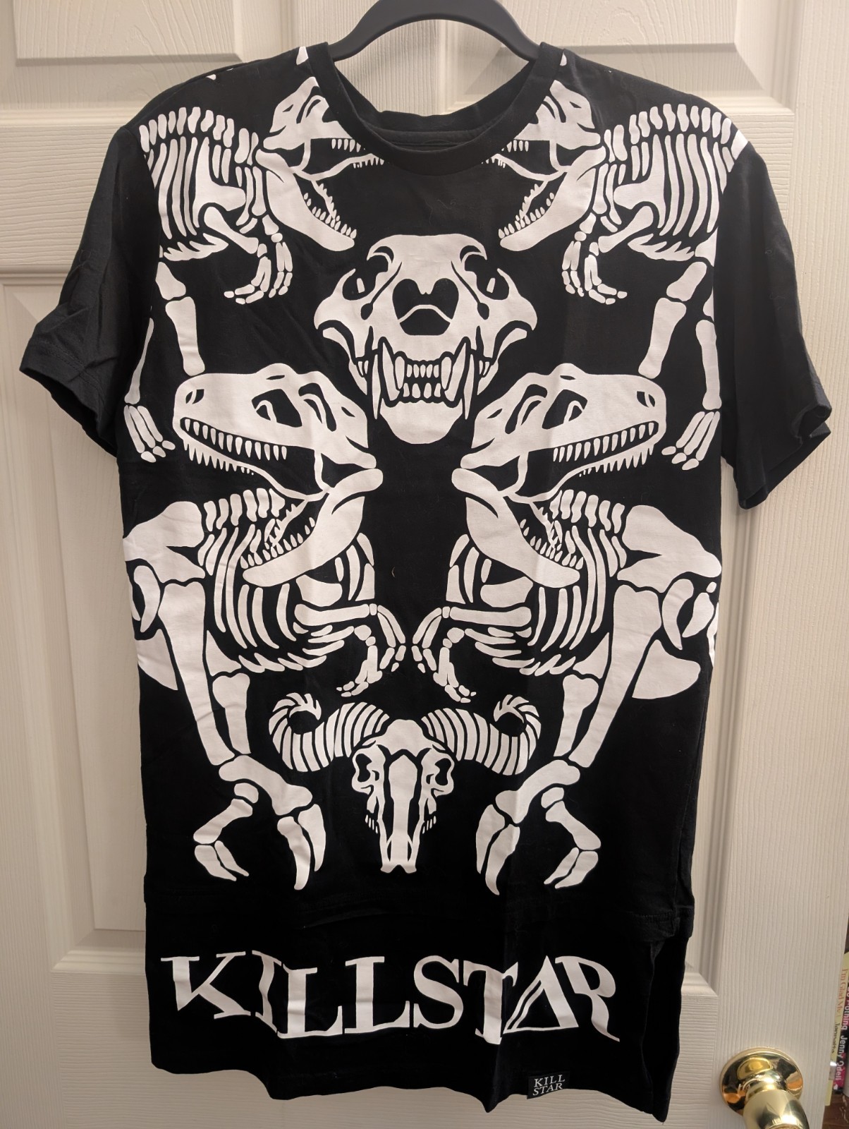 Killstar Rex Shirt Men’s Longline Tshirt Dinosaur Bones Size Medium