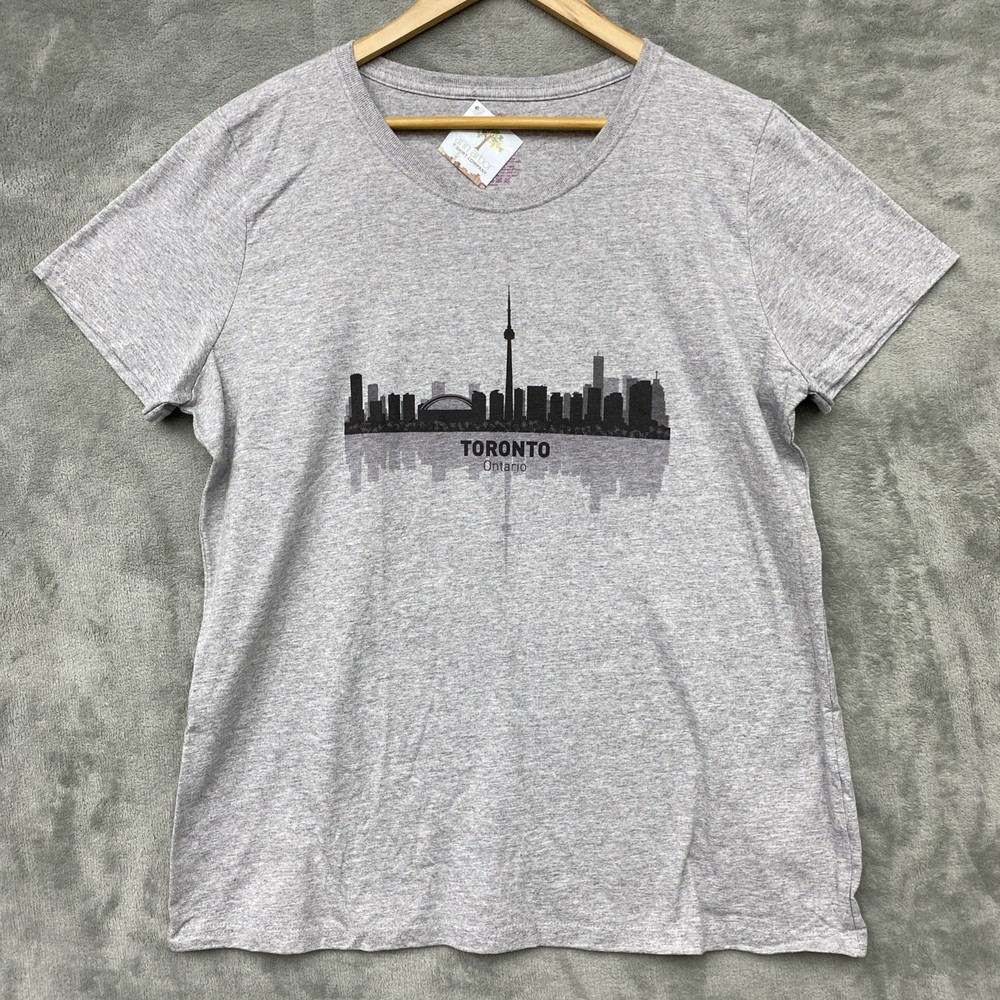 Toronto Ontario Cityscape Downtown Skyline Ladies T-Shirt Color Gray New w/ Tag