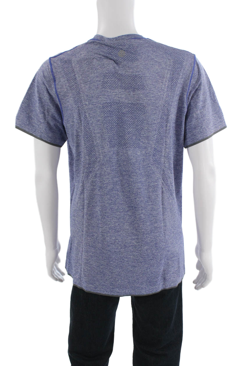 Lululemon Mens Blue Short Sleeve Crew Neck Polyester Nylon Blend T-Shirt Size M gallery