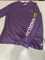 MEN’S LARGE MAGELLAN PURPLE LONG SLEEVE SLEEVE SHIRT – WHITE & YELLOW LOGO