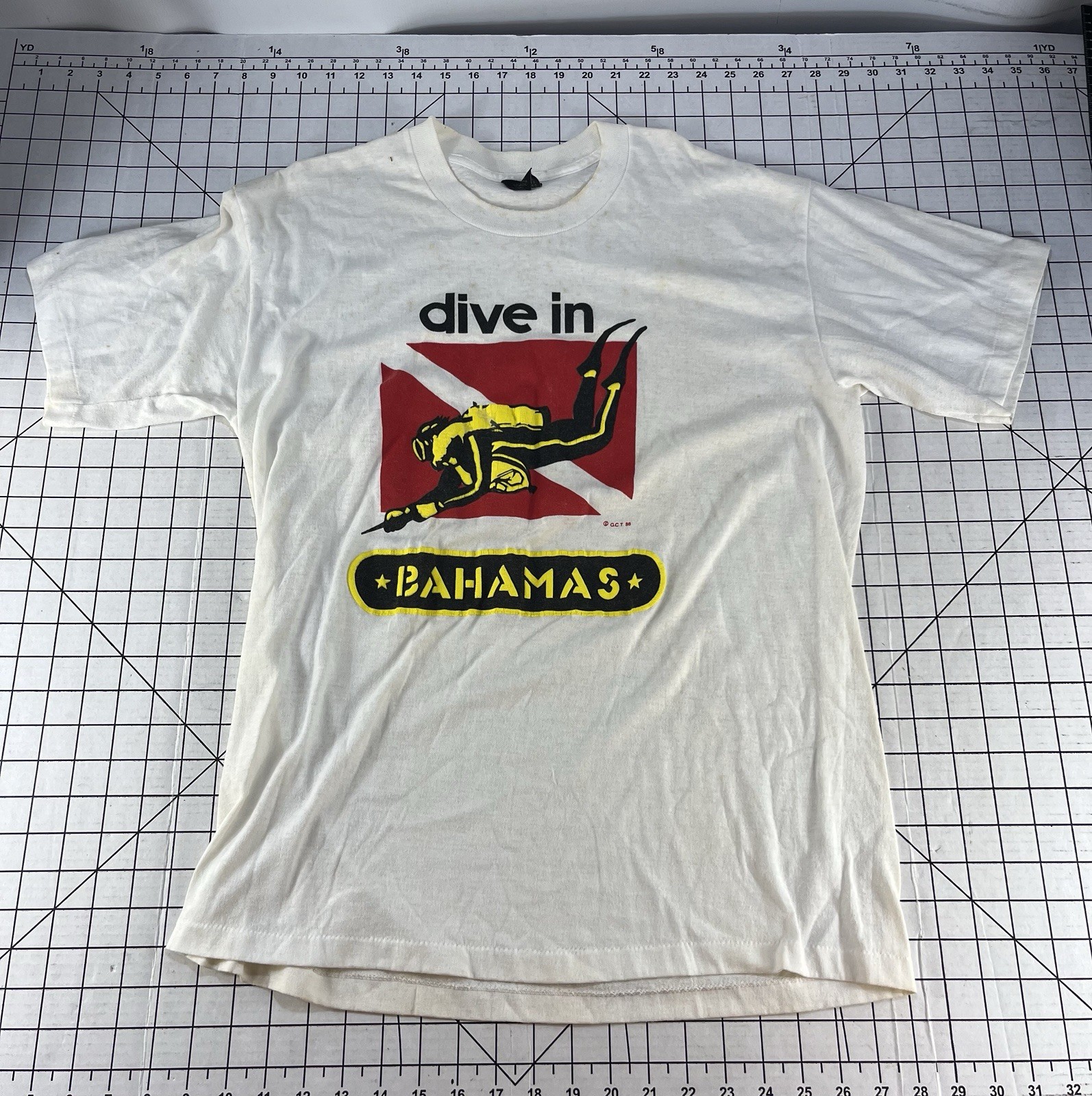 Vtg 1986 Dive In Bahamas T Shirt XL Center Star Scuba Diving Flag Single Stitch gallery
