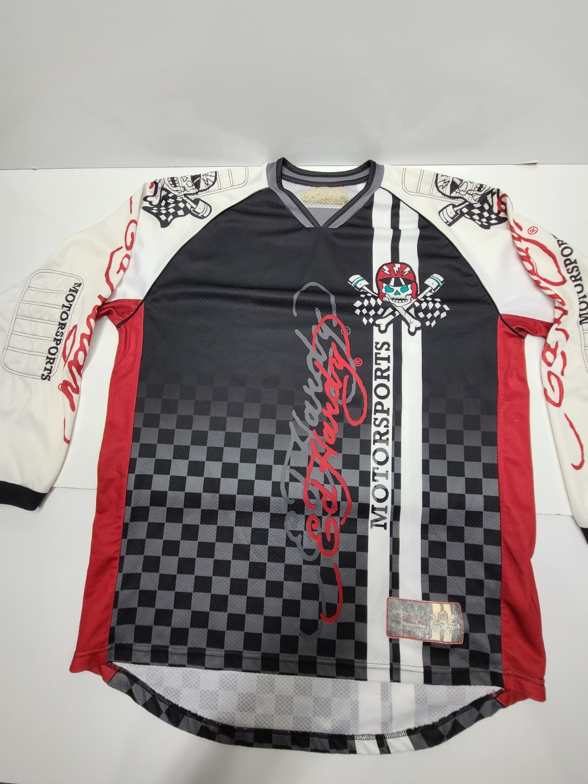 Ed Hardy Motorsports Jersey Mens XL Racing Motorcycle Skull Graphic Long Sleeve