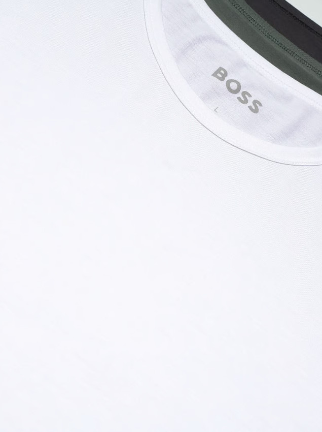Mens T-Shirts BOSS Multicoloured 3 Pack Viscose Short Sleeve – Size M