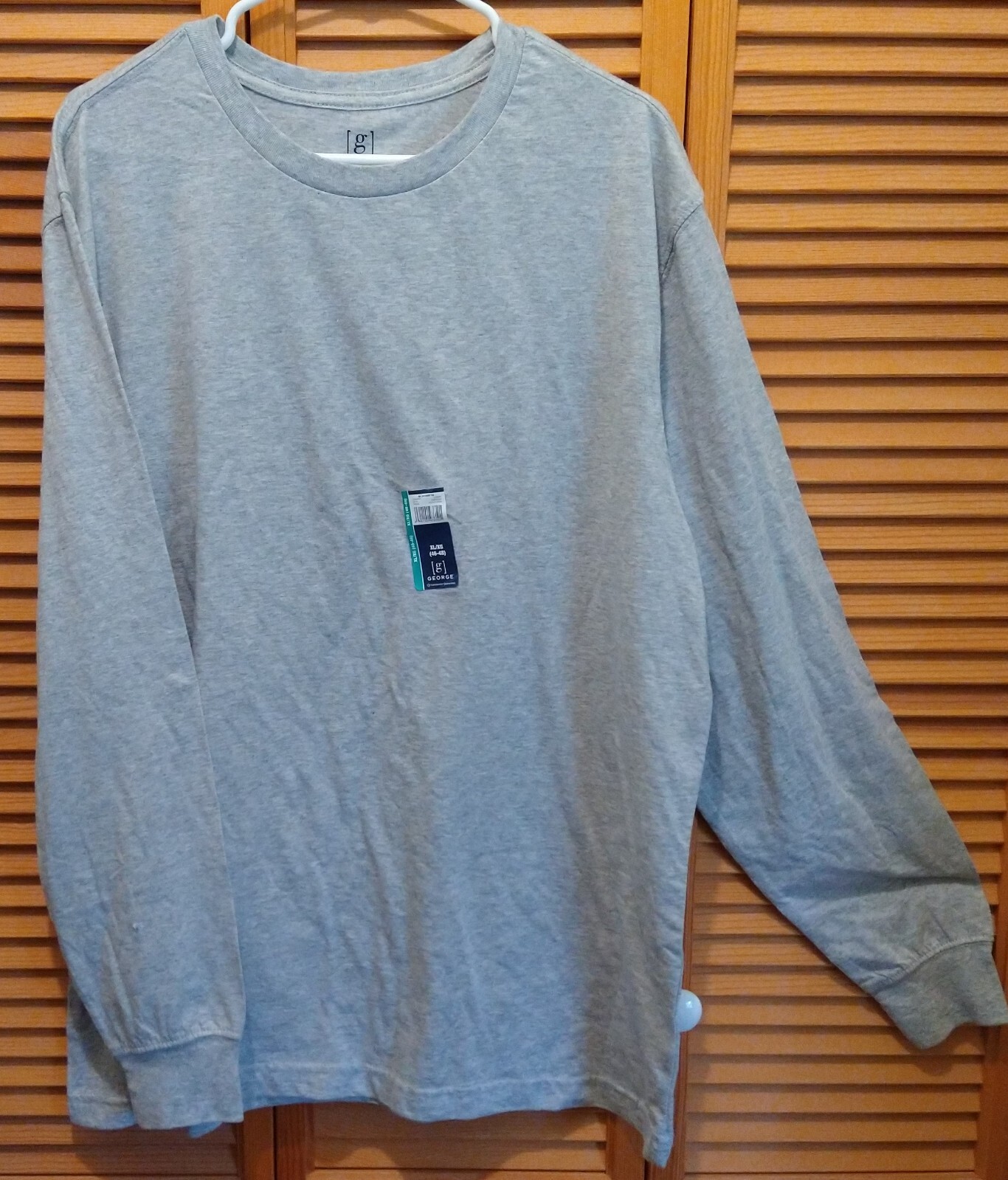 George Shirt Mens XL Gray Long Sleeve Cotton/polyester NWT knit cuffs gallery