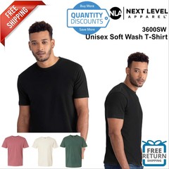 Next Level Men Ringspun Cotton Short Sleeve Soft Wash T-Shirt 3600SW Up To 3XL