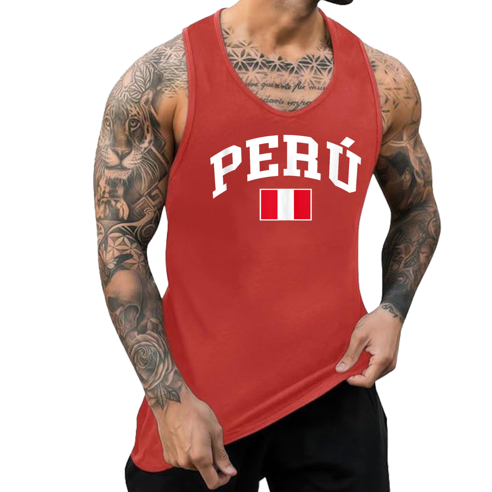 Peru Peruvian Flag Graphic Tank Top Custom Text on Back Personalized gallery