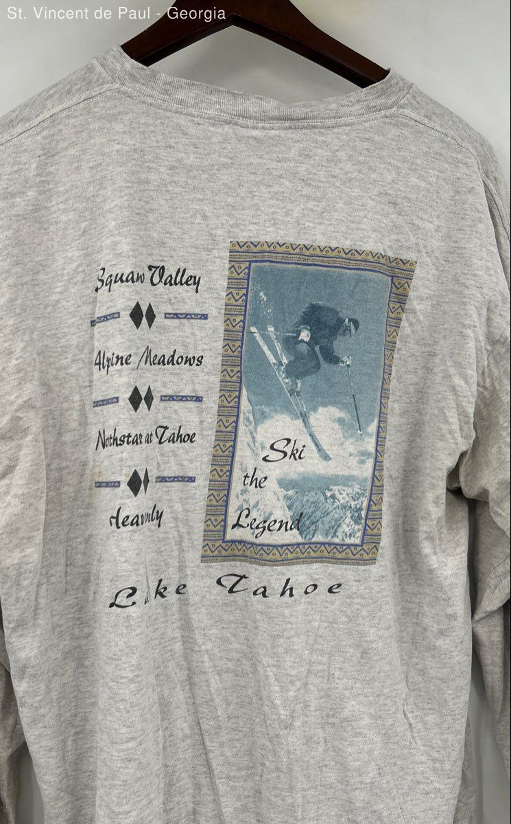 Tultex Vintage Lake Tahoe Long Sleeve Tee Shirt Men's XL Gray FLAW gallery