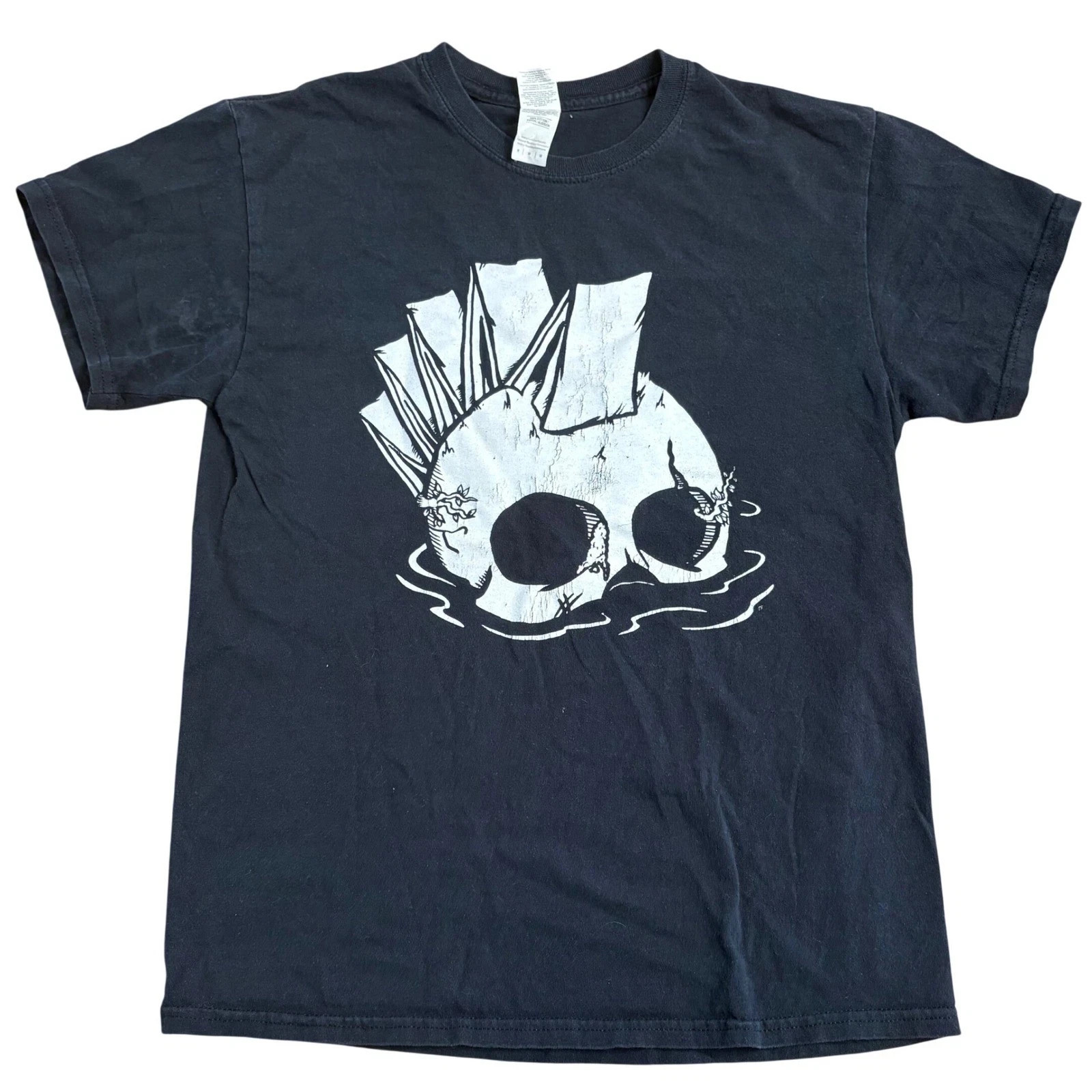 Mohawk Skull Punk Rock Graphic T-Shirt Skater Grunge Mens Black Tee gallery