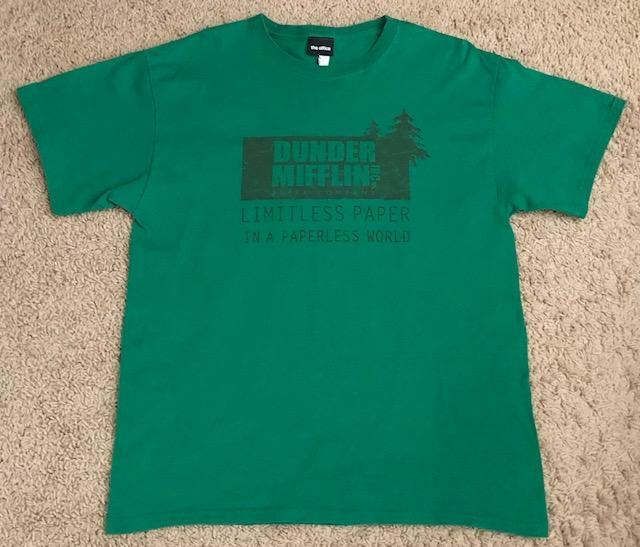 The Office Dundler Mifflin Limitless Paper In A Paperless World Green T-Shirt L