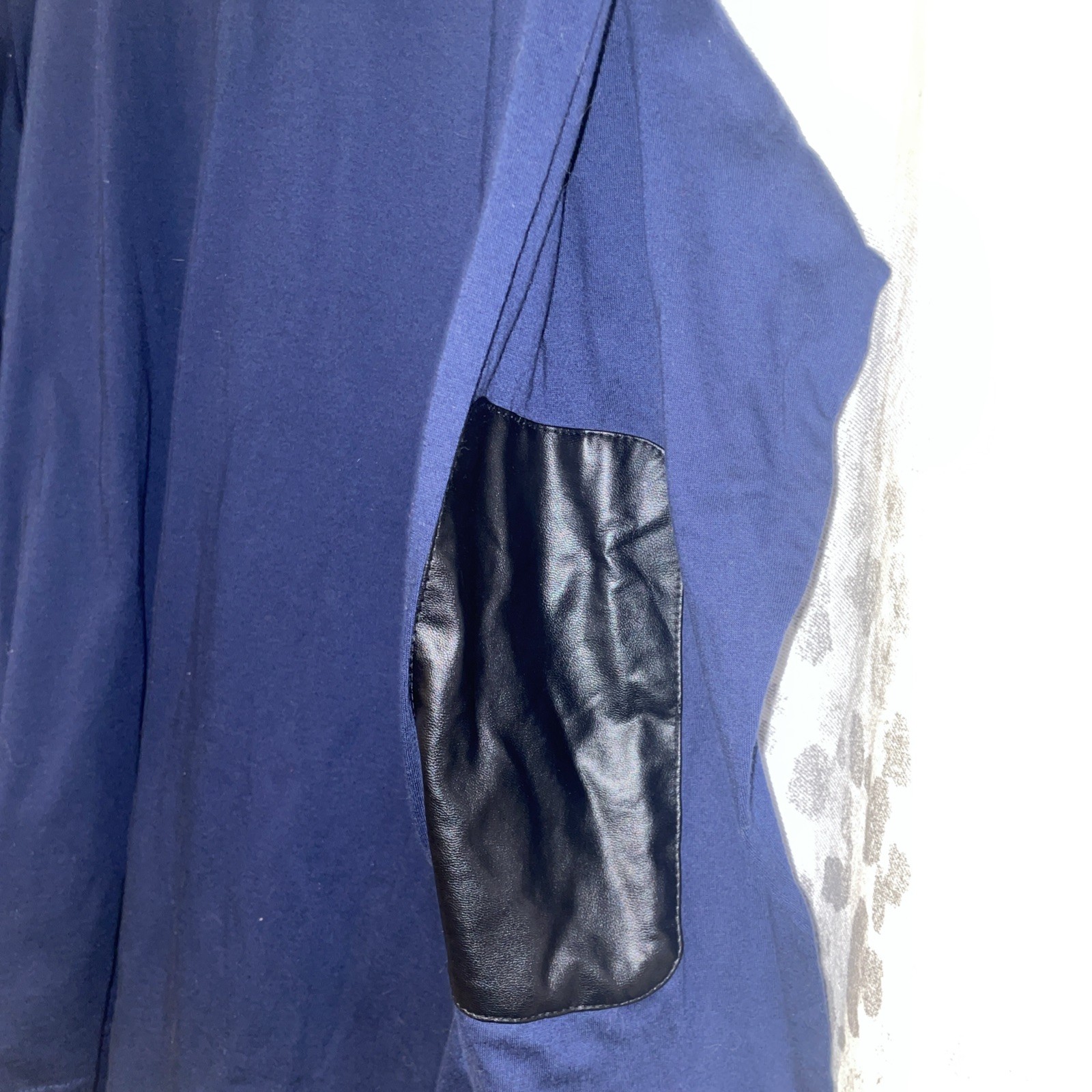 Kenneth Cole Reaction Pleather Trim Elbow Patches Long Sleeve Shirt Blue XXL gallery
