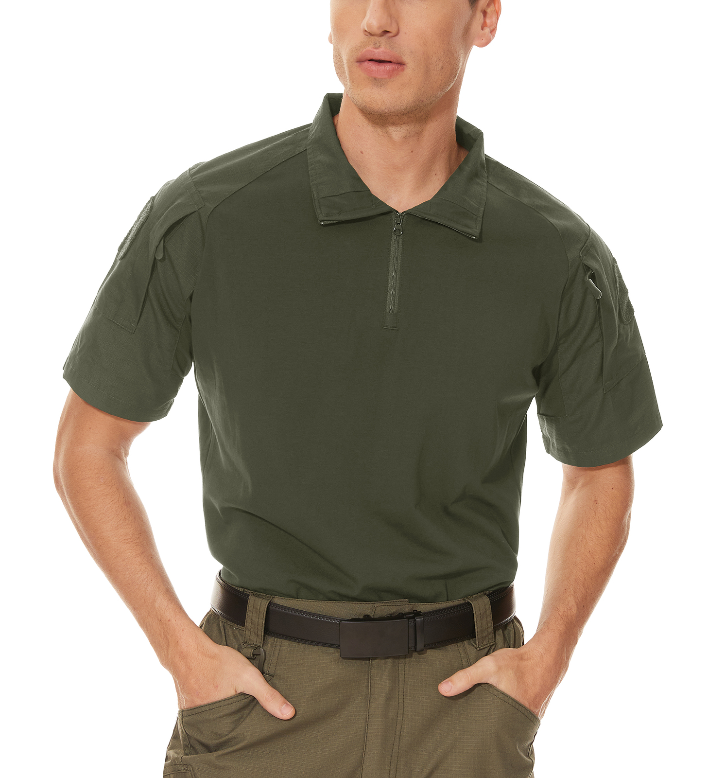 TACVASEN Mens Short Sleeve T-Shirt 1/4 Zip Hiking Shirts Summer Casual Work Tops gallery