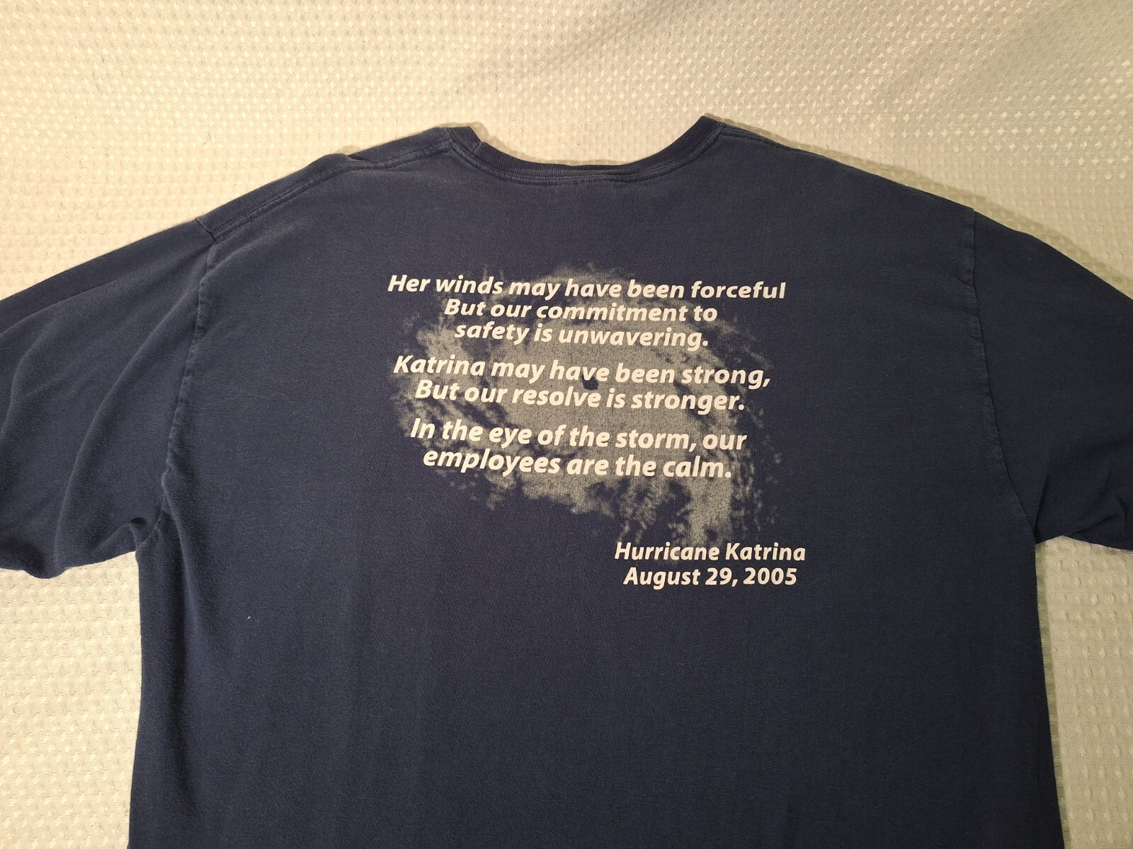 2005 Chevron Hurricane Katrina Dark Blue Cotton Long Sleeve T-shirt Size XL