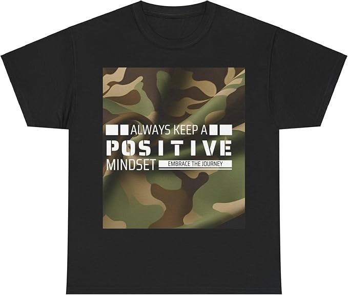 Positive Mindset Motivational T-Shirt – Army Style Graphic Tee with Inspi - H091 gallery