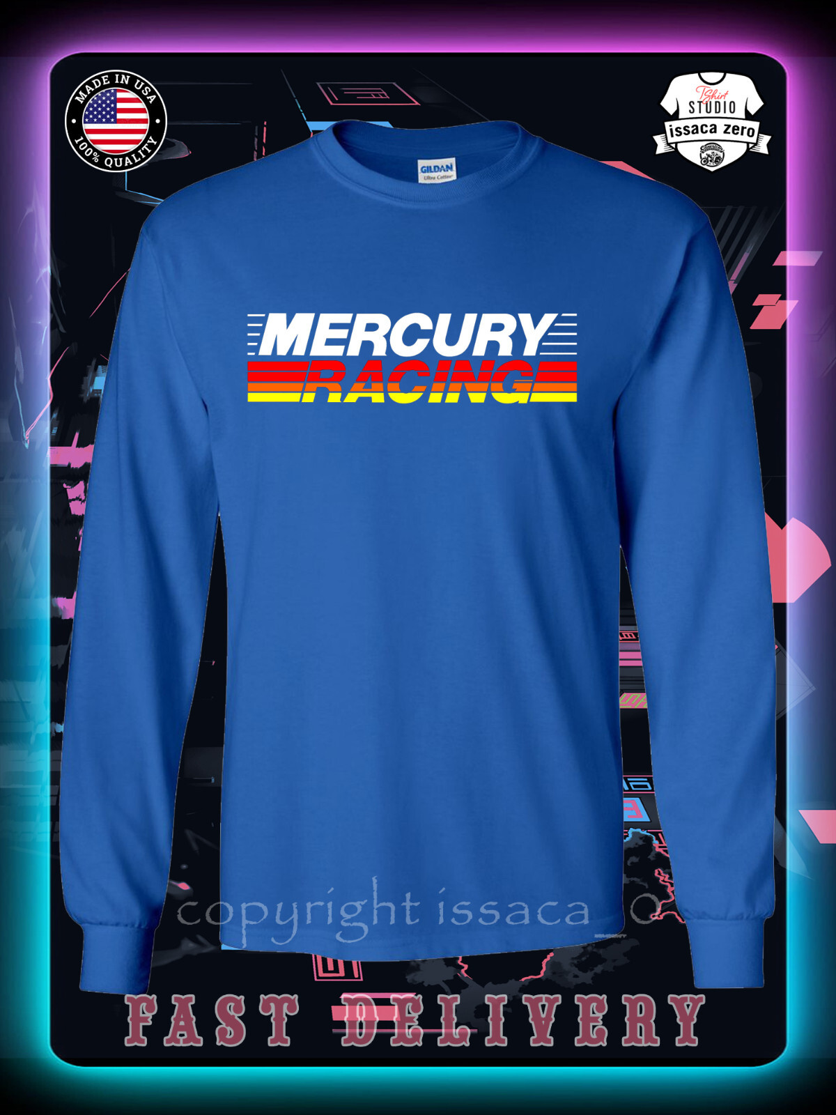 Mercury Racing Outboards Logo Men's Long Sleeve T-Shirt American issaca gallery