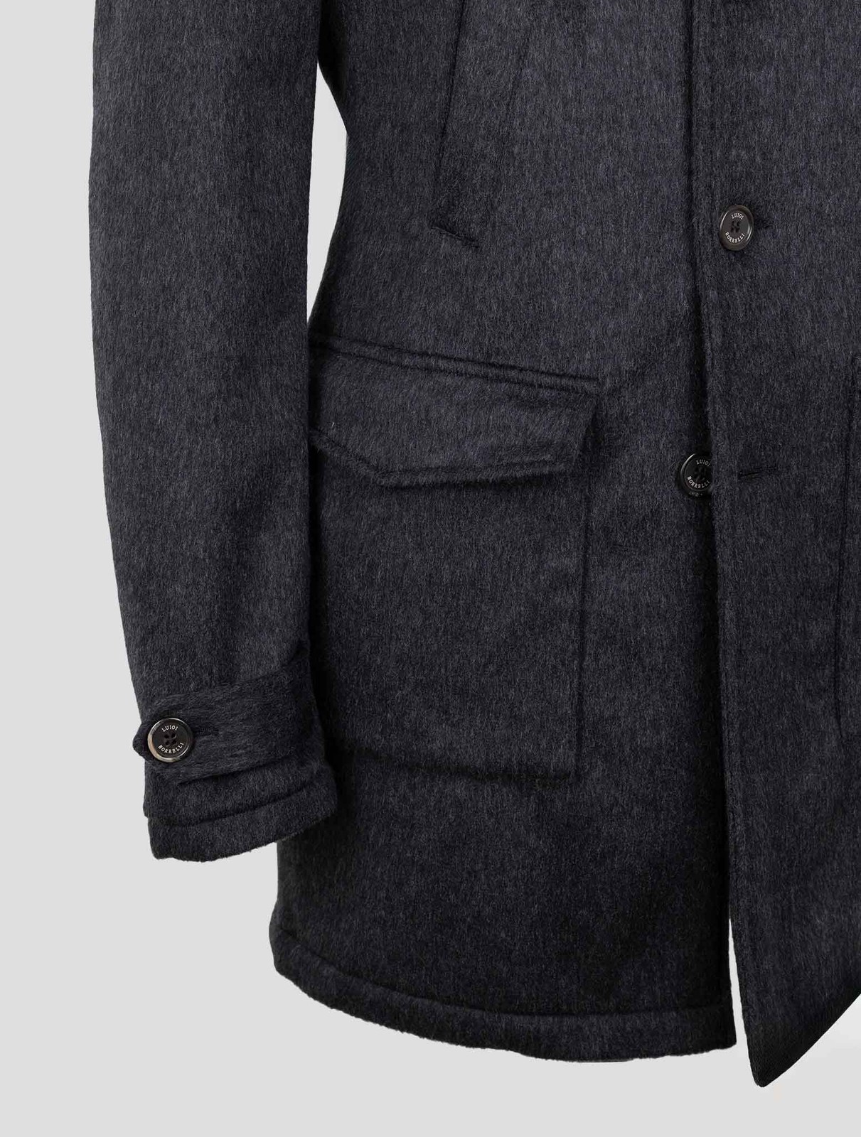 NEW LUIGI BORRELLI DARK GRAY VIRGIN WOOL CASHMERE OVERCOAT US 46 - EU 56 BOR21 gallery