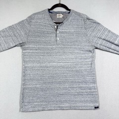 Faherty Shirt Mens Large Henley Button Long Sleeve Grey Spacedye Coastal Preppy