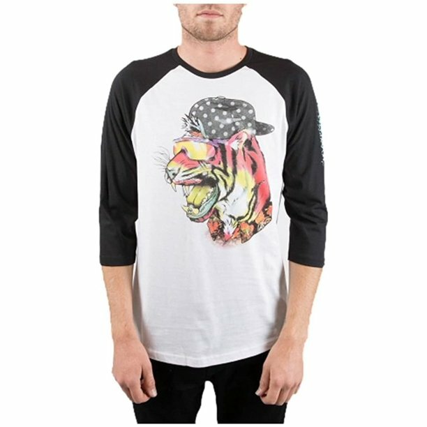 Neff Mens Fang Raglan 3/4 Sleeve White Shirt NWT S, M, L, XL, 2XL gallery