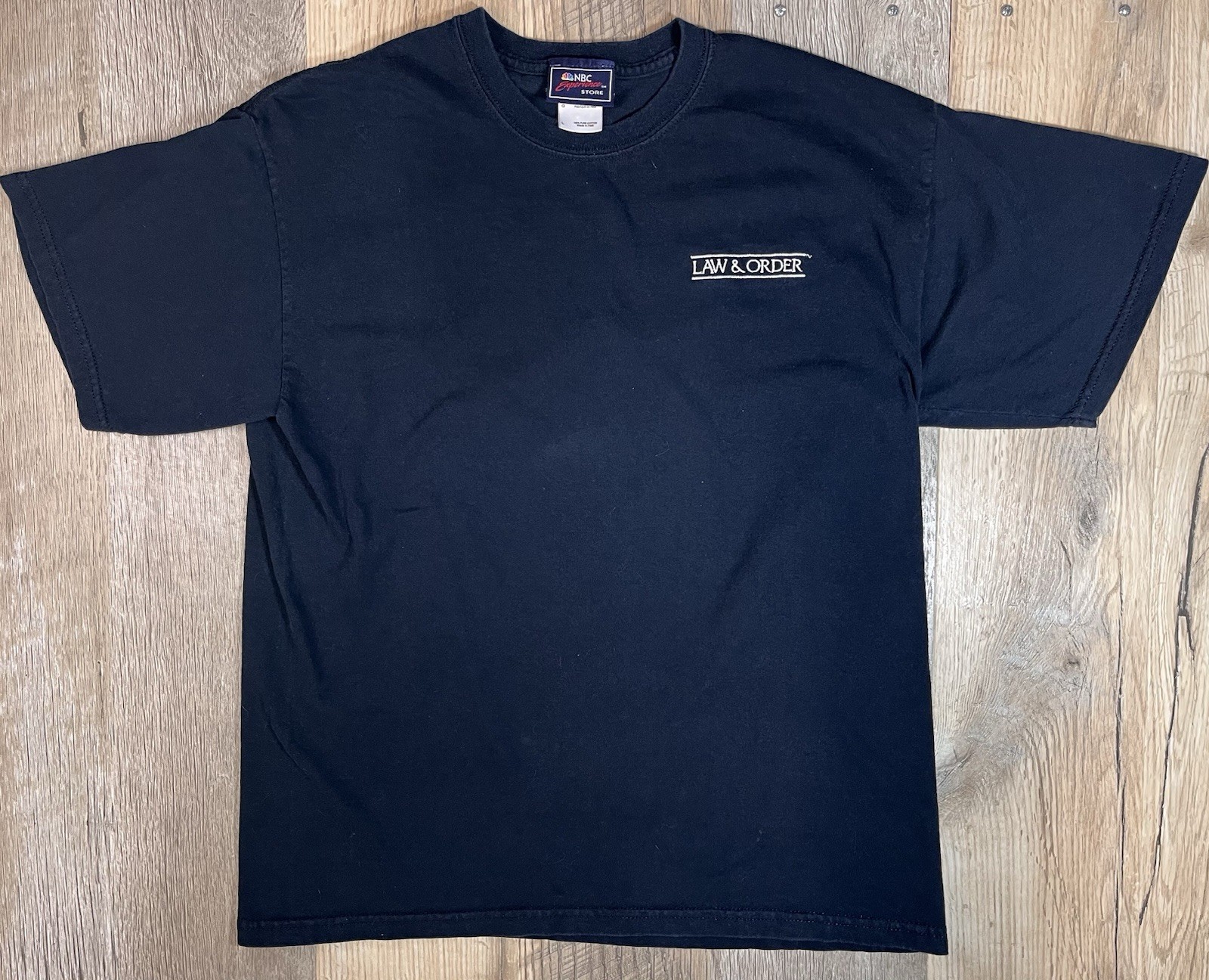LAW & ORDER Embroidered NBC Experience Store Short Sleeve T-Shirt TV Show Sz L gallery