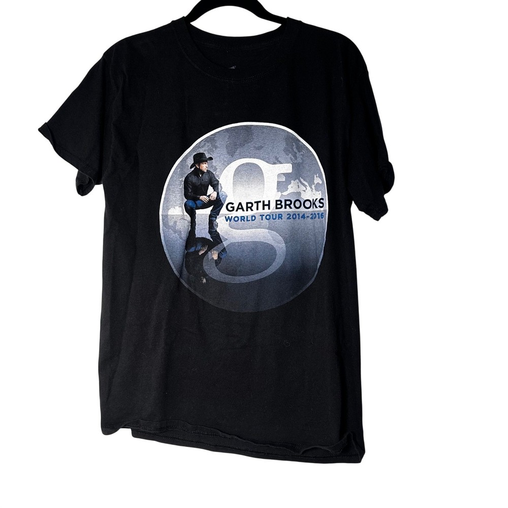 Garth Brooks World Tour 2014-2016 T-Shirt Men Medium Hanes Black Concert Graphic