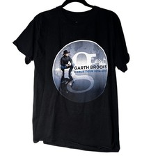 Garth Brooks World Tour 2014-2016 T-Shirt Men Medium Hanes Black Concert Graphic