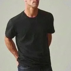American Giant Mens Black Cotton Short Sleeve Crew Neck Tee Made in USA Size S