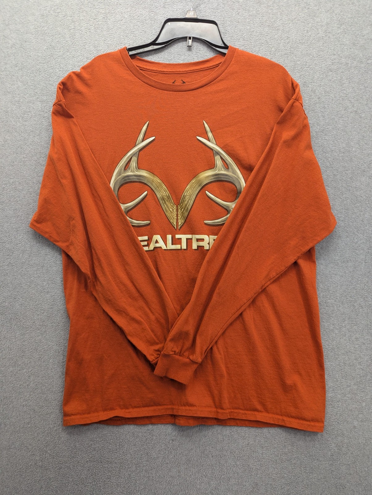 Realtree Shirt Mens XL Orange Long Sleeve Antler Logo Graphic Tee Hunting