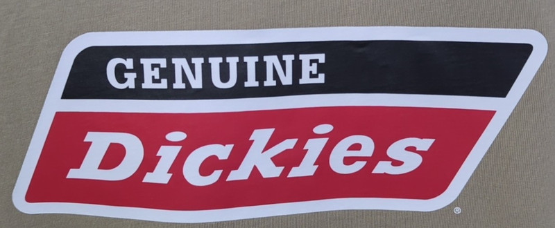 Genuine Dickies Graphic Logo Short Sleeve Men's Size S T-Shirt Light Tan NWT! gallery
