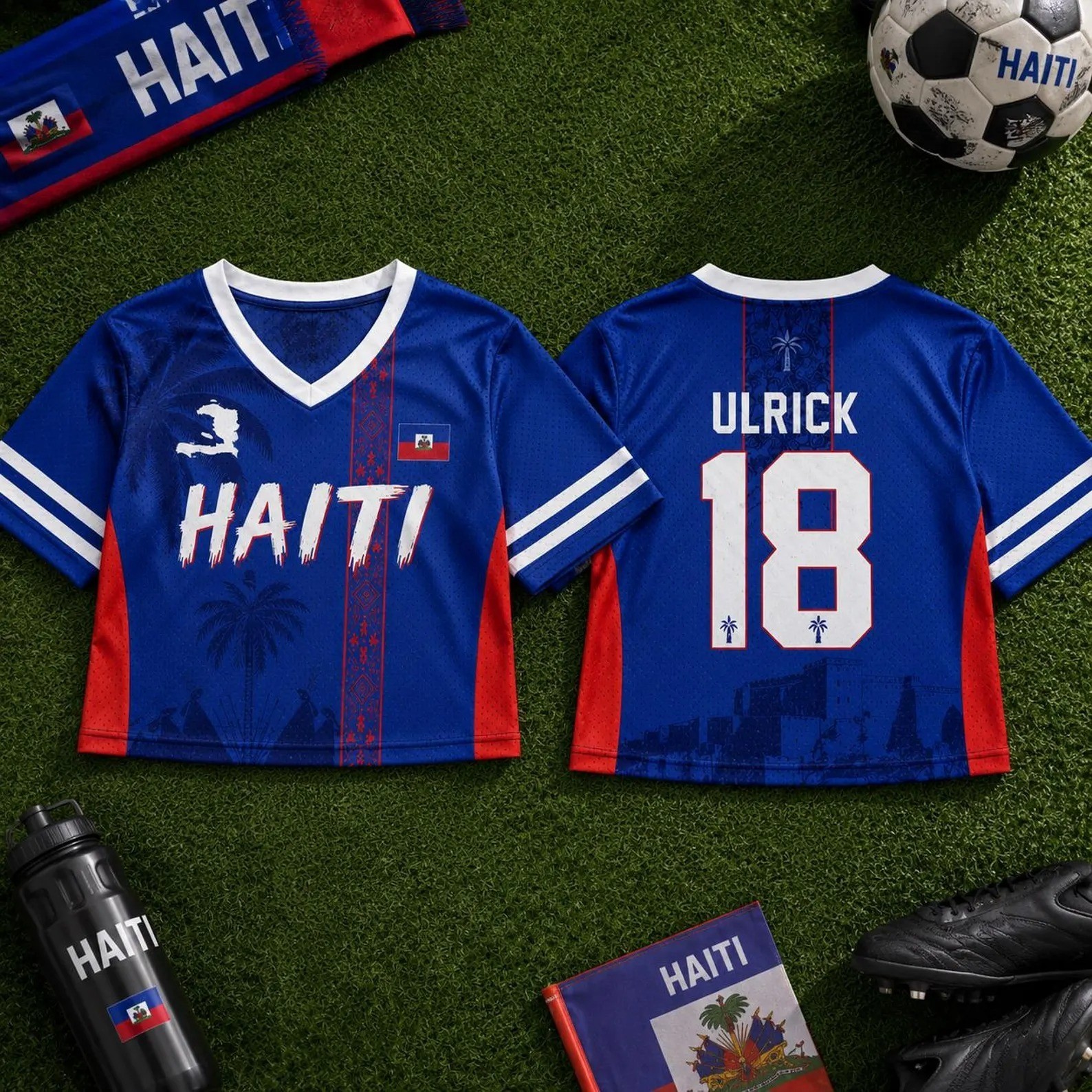 Personalized Haiti Soccer Croptop Mesh Jersey, Custom Name Number Haiti Jersey gallery