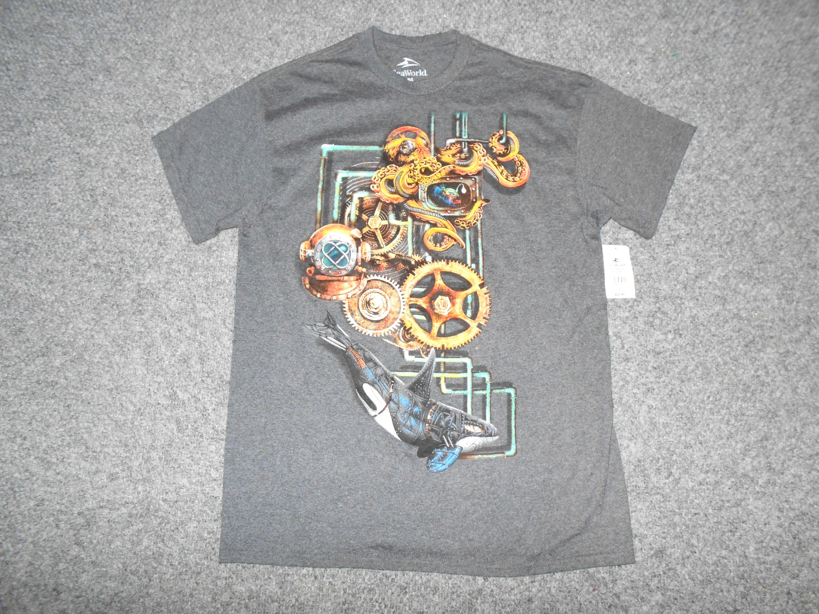 SEA WORLD NEW! W/TAGS MARVELS OF NATURE MENS MEDIUM STEAMPUNK T-SHIRT