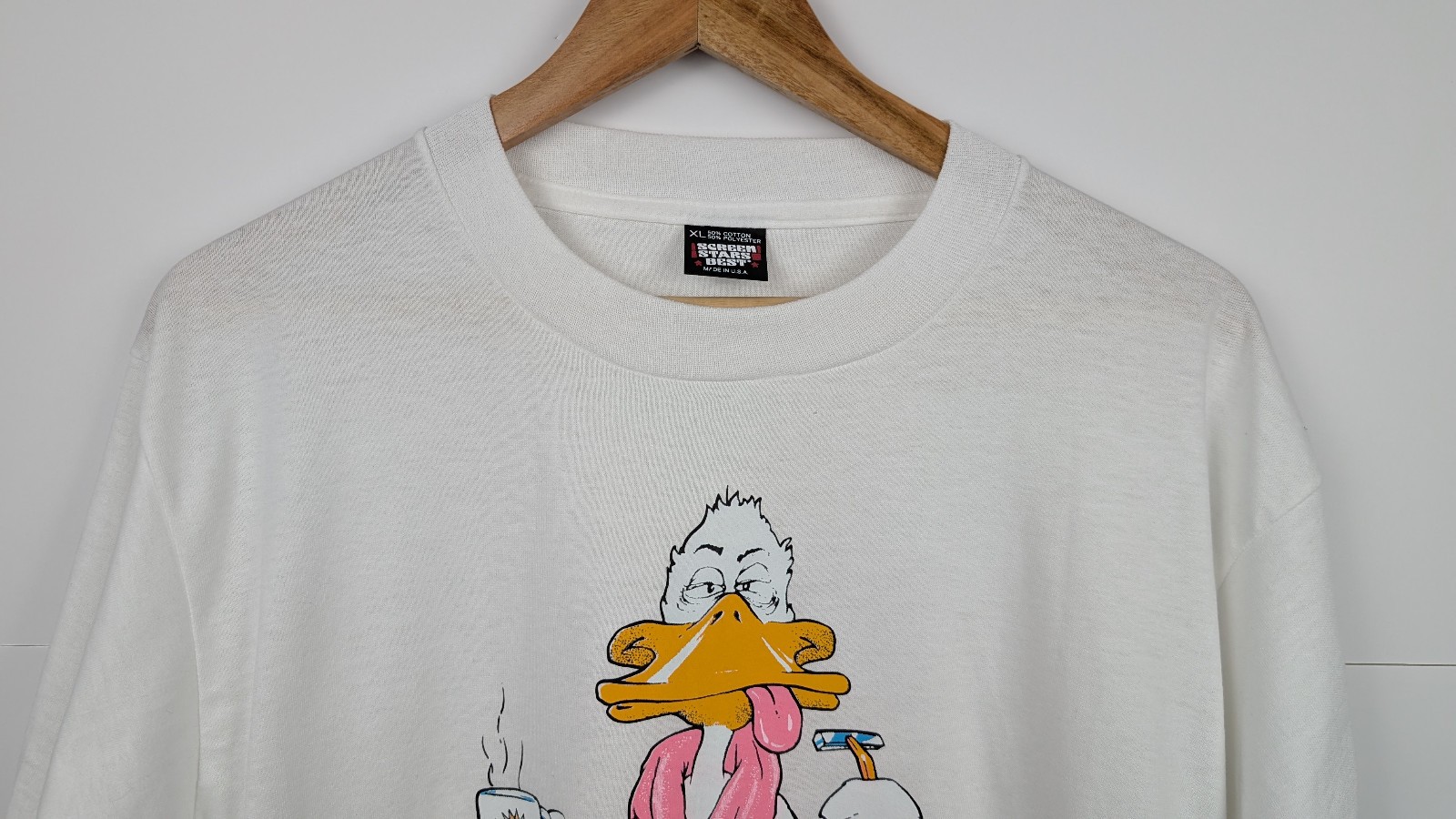 Vintage Screen Stars T-Shirt Mens XL White 1988 Air Waves Duck Single Stitch gallery