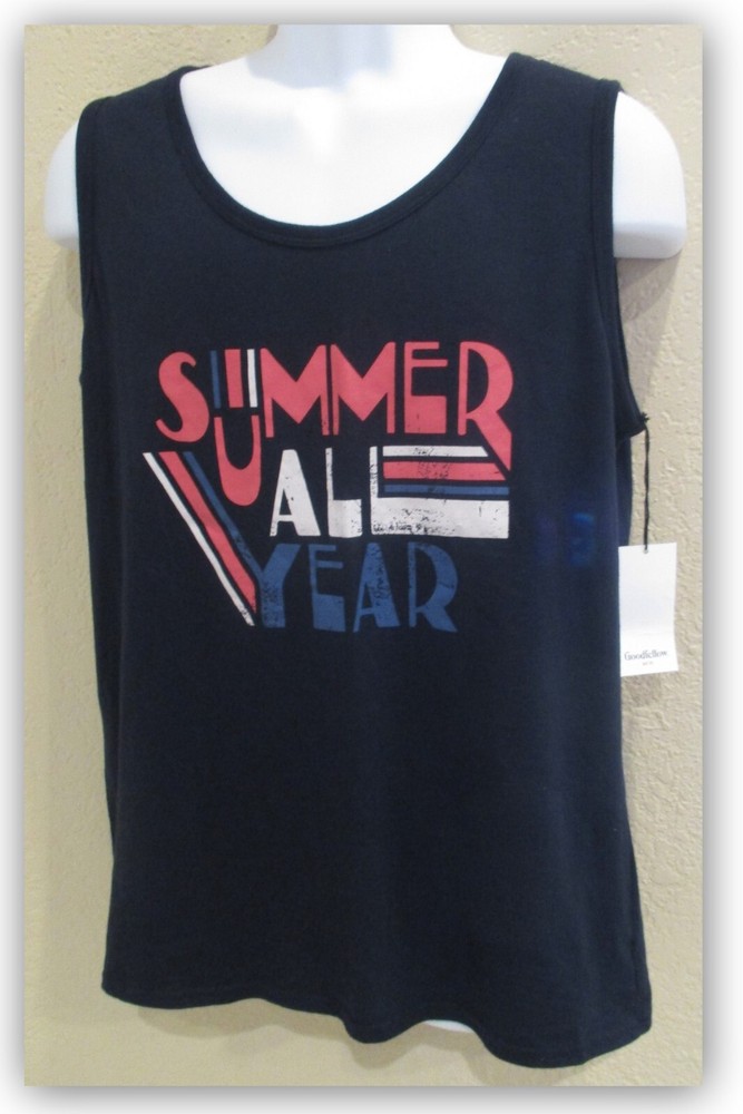 tank top Dark Blue “Summer all Year” Soft Goodfellow Cotton Blend S M L XL XXL