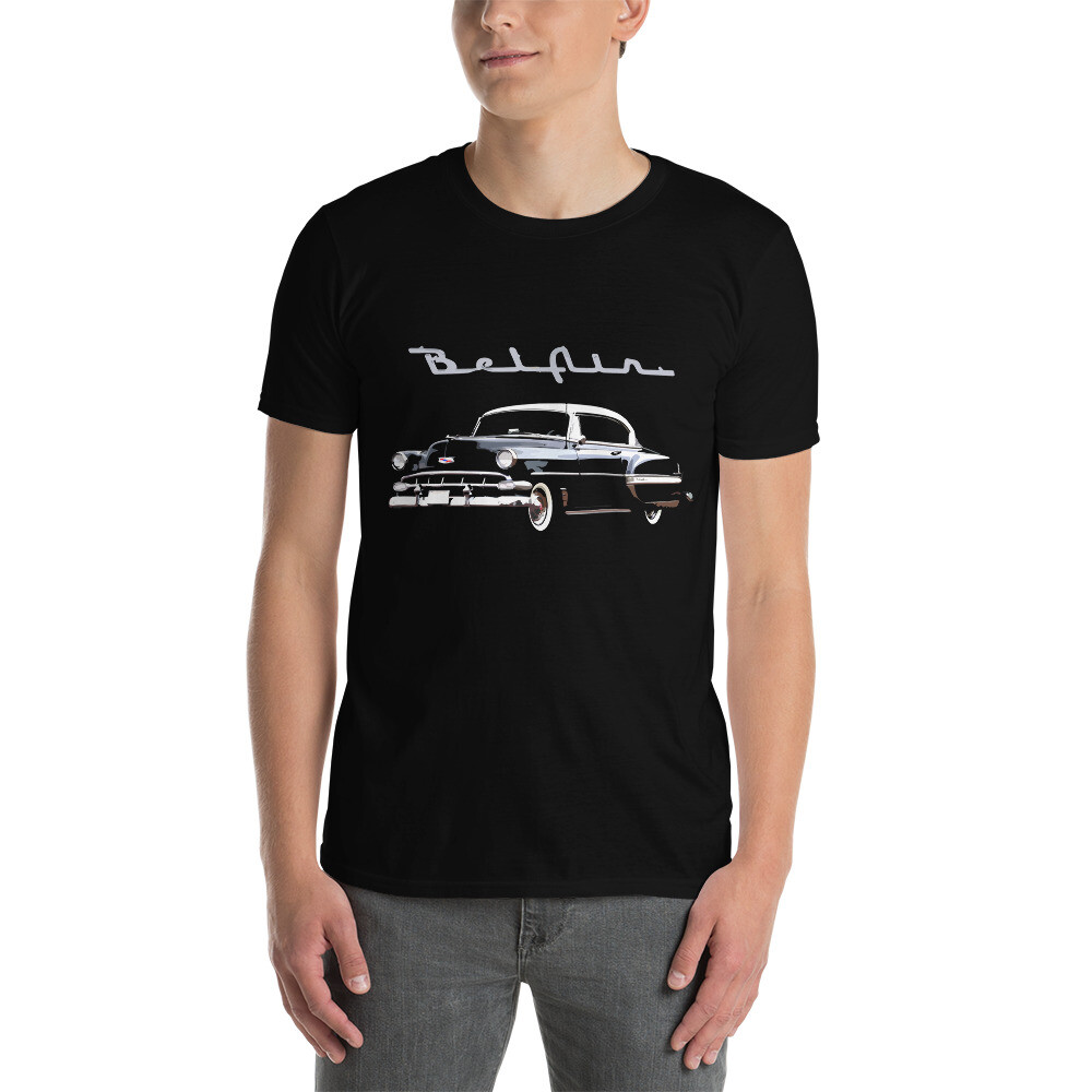 1954 Chevy Bel Air Black Antique Car Collector Cars Short-Sleeve Unisex T-Shirt gallery