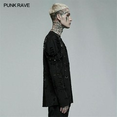 Punk Rave Men’s Gothic Knited Elastic Long Sleeve T-shirt Punk Casual Loose Tops
