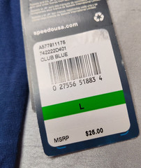 SPEEDO Men Large Club Blue Double-Sided Graphic Pocket T-Shirt NEW
