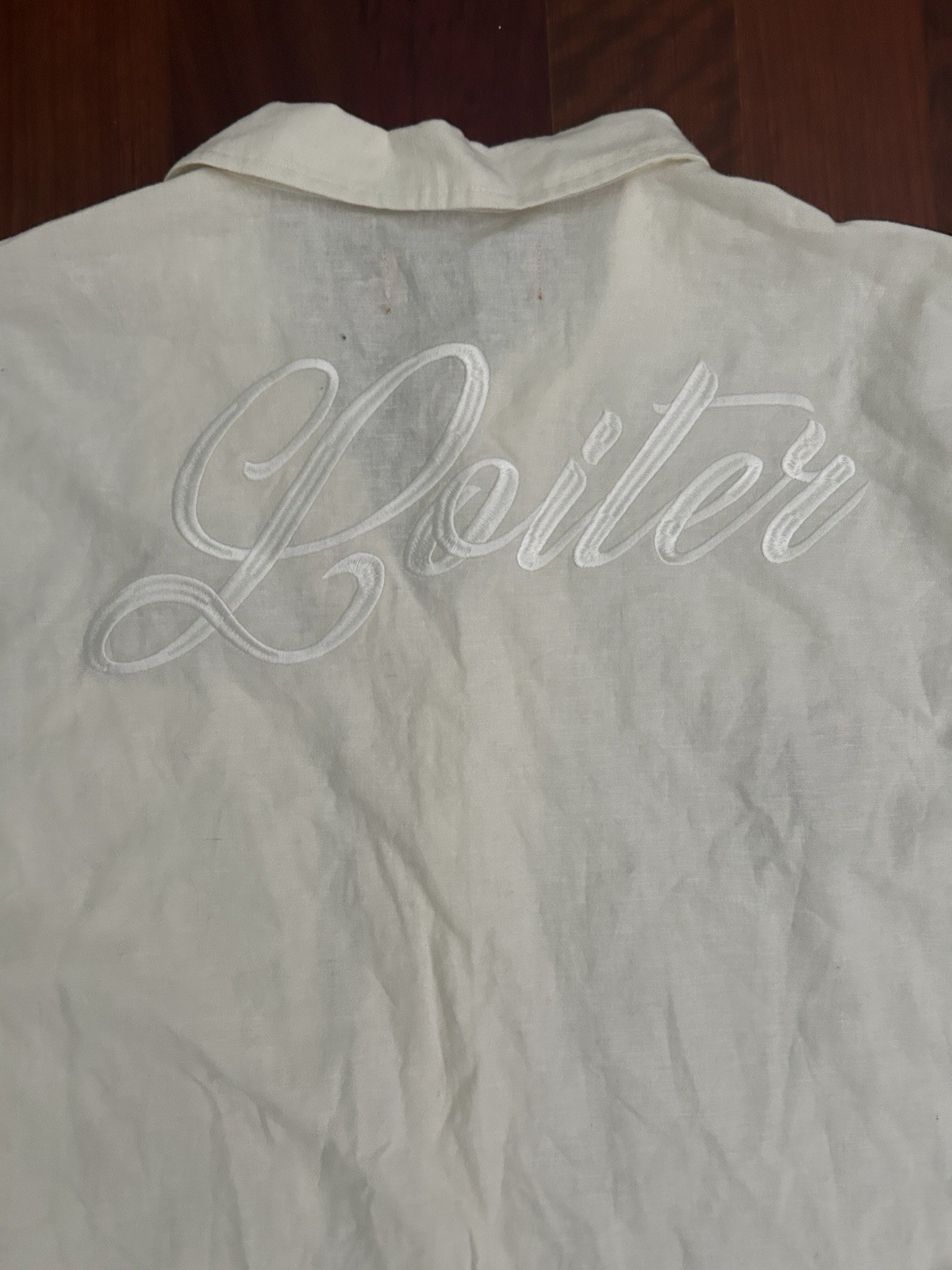 Loiter Embroidered Mens 3XL Linen Cotton Short Sleeved Shirt Oasis Cream gallery