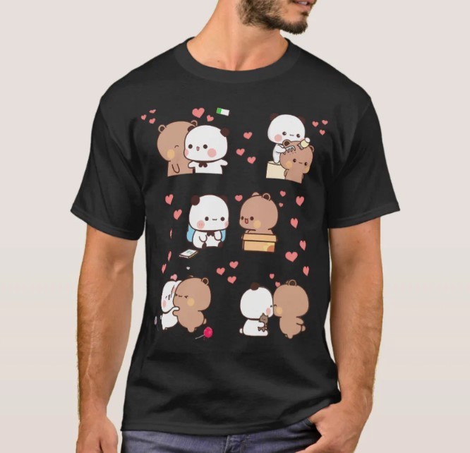 Bear And Panda Bubu Dudu LOVE hearts T-Shirt | Couple Valentine Gifts gallery